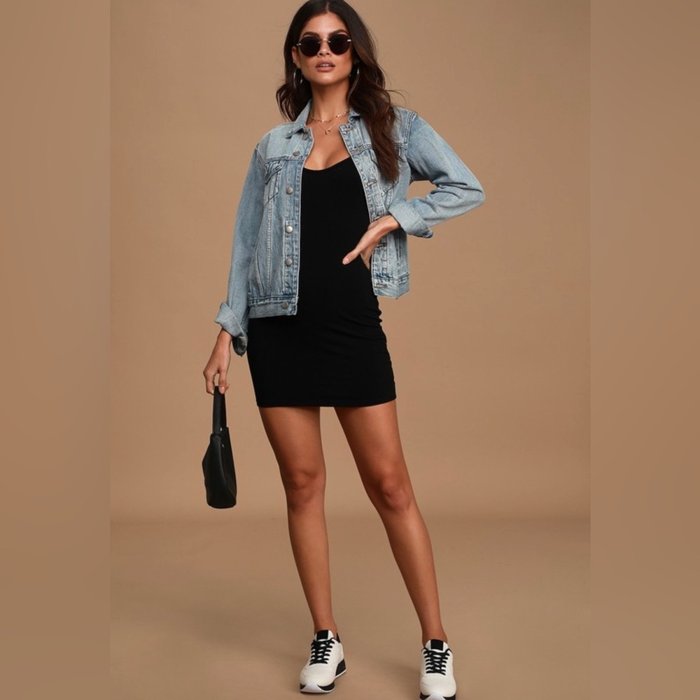 Black Ribbed Bodycon Mini Dress